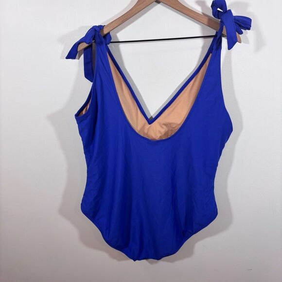 J. CREW BRILLIANT BLUE TIE SHOULDER ONE PIECE SWIMSUIT Size 2X BR591 - Picture 7 of 14